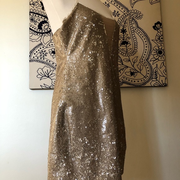 Elliatt Gold Sequin Shimmery Spaghetti Strap Dress - Picture 5 of 8